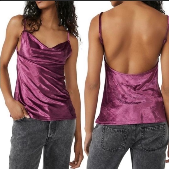 NWT Free People Velvet Tunic Large Fig Jam Intimately Free Pple All Night Cami - Picture 1 of 16